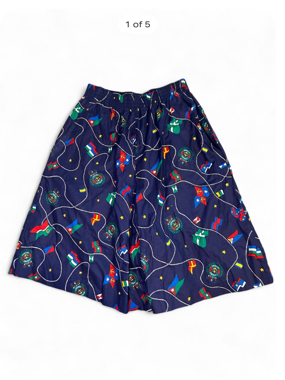 Vtg Jantzen Navy Blue Yacht Sailing Print Skirt 90s Deadstock